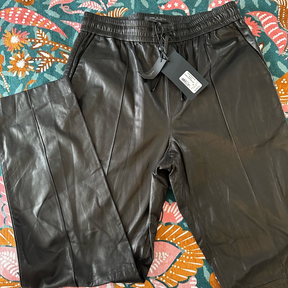 rag & bone M Farris Drawstring Leather Pants NWT medium MSRP $1095